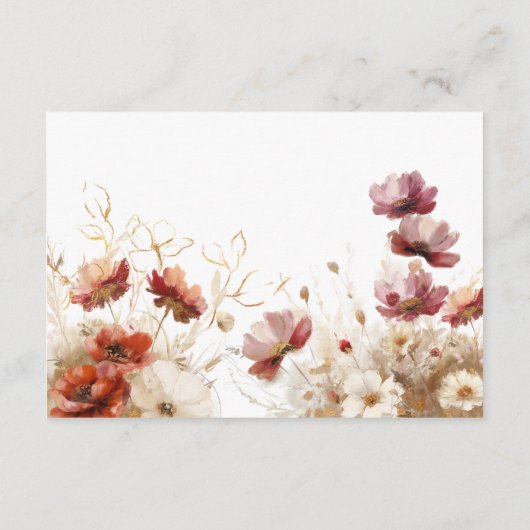 Carte D'accompagnement Russe Rouge Orge Aquarelle Fleur sauvage Réception (Dos)