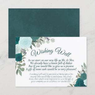 Carte D'accompagnement Russe Turquoise Boho Floral Mariage Wishing well