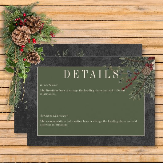 Carte D'accompagnement Russe Winter Berries & Pine Black Détails