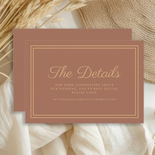 Carte D'accompagnement Rust Burnt Orange Détails du Mariage