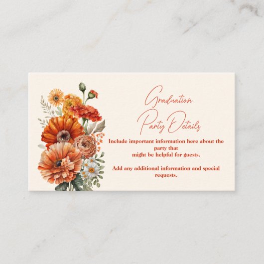 Carte D'accompagnement Rust Fleurs en terre cuite Burnt Orange Graduation (Devant)