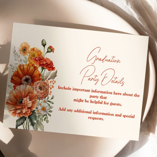 Carte D'accompagnement Rust Fleurs en terre cuite Burnt Orange Graduation