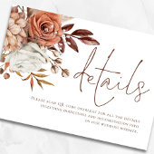 Carte D'accompagnement Rust Florals Script Brown QR Code Détails du Maria