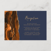 Carte D'accompagnement Rust Gold Agate Navy Blue Script Mariage Réception (Devant)