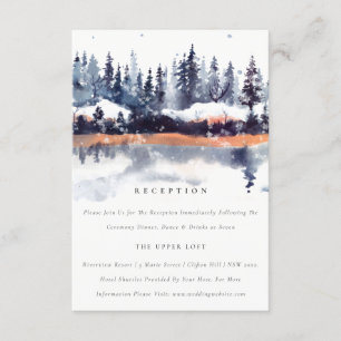 Carte D'accompagnement Rust Navy Winter Pine Forest Réception de mariage
