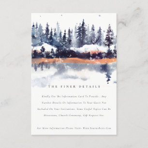 Carte D'accompagnement Rust Navy Winter Pine Forest Snow Détails du Maria