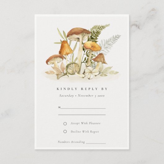 Carte D'accompagnement Rust Orange Champagne Fête Faune Mariage Rsvp (Devant)