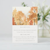 Carte D'accompagnement Rust Orange Jaune Automne Arbres Mariage Réception (Debout devant)