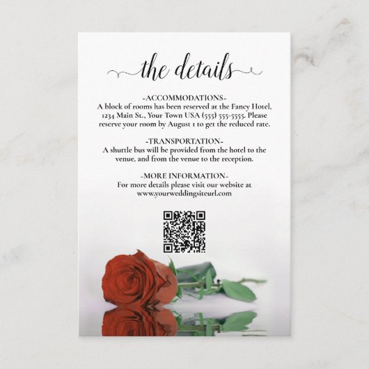 Carte D'accompagnement Rust Orange Rose Élégant détails de mariage QR Cod (Devant)