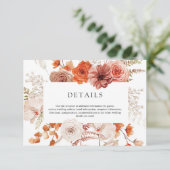Carte D'accompagnement Rust Orange Terracotta Floral Détails Mariage (Debout devant)