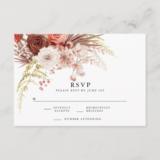 Carte D'accompagnement Rust Orange Terracotta Floral Wedding RSVP (Devant)