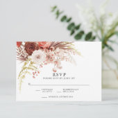 Carte D'accompagnement Rust Orange Terracotta Floral Wedding RSVP (Debout devant)