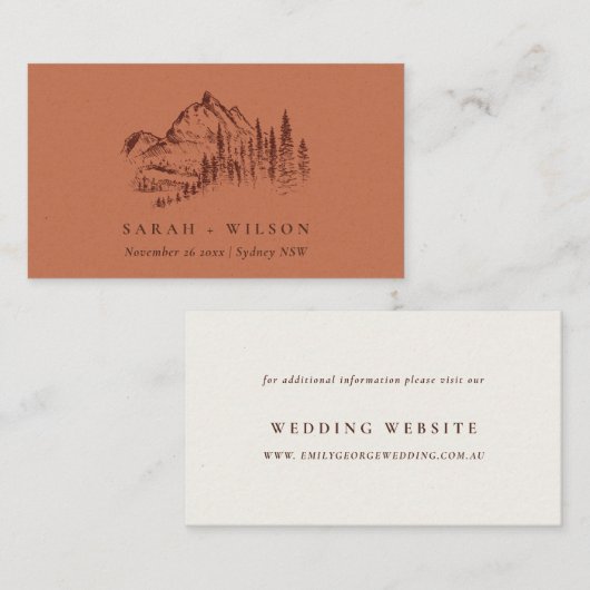 Carte D'accompagnement Rust Orange Woods Mountain Sketch Mariage Website (Devant / Derrière)