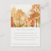Carte D'accompagnement Rust Orange Yellow Fall Trees Mariages Détails (Devant)