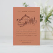 Carte D'accompagnement Rust Pine Woods Mountain Sketch Détails du Mariage (Debout devant)