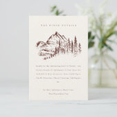 Carte D'accompagnement Rust Pine Woods Mountain Sketch Détails du Mariage (Debout devant)
