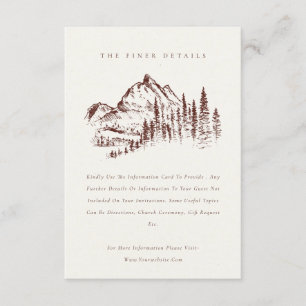 Carte D'accompagnement Rust Pine Woods Mountain Sketch Détails du Mariage