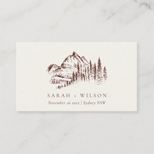 Carte D'accompagnement Rust Pine Woods Mountain Sketch Mariage Website (Devant)