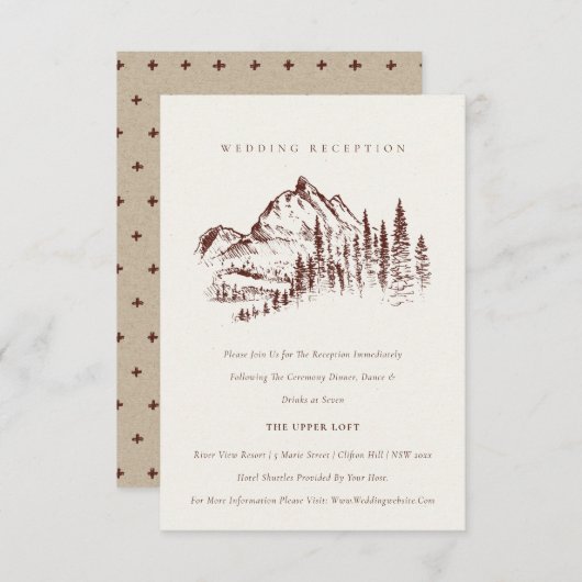 Carte D'accompagnement Rust Pine Woods Mountain Sketch Réception de maria (Devant / Derrière)