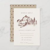 Carte D'accompagnement Rust Pine Woods Mountain Sketch Wedding RSVP (Devant / Derrière)