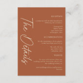 Carte D'accompagnement Rust Terracotta Minimalist Leaf Acorn Fall Wedding (Devant)