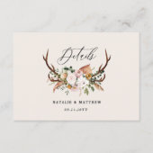 Carte D'accompagnement Rustic Antler Floral Wedding woodland Boho Details (Devant)