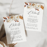Carte D'accompagnement Rustic Automne Floral Détails du Mariage<br><div class="desc">Carte de détails de mariage floral d'automne rustique avec une bordure supérieure de fleurs de chute d'aquarelle et feuillage dans les tons d'ivoire, crème, marron et orange. "Détails" est affiché dans un script de calligraphie moderne. Personnalisez la carte d'enceinte mariage de automne avec vos coordonnées de mariage (chambres d'hôtel, itinéraires,...</div>