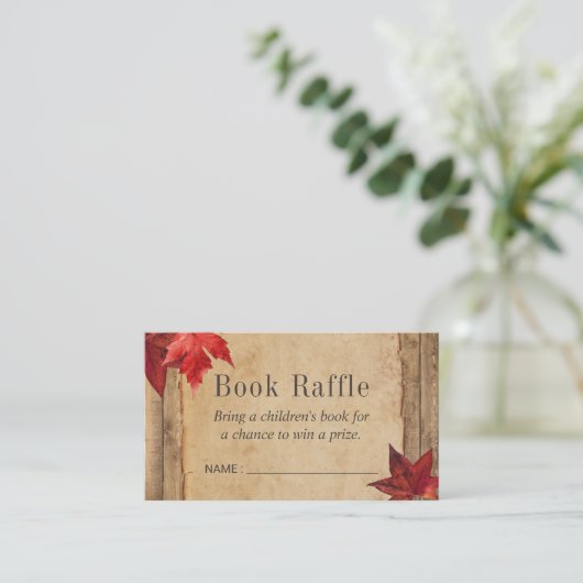 Carte D'accompagnement Rustic Automne quitte Livre Raffle Billets (Debout devant)