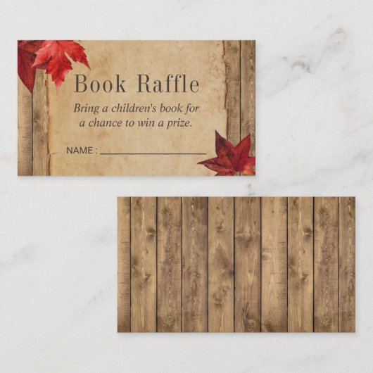 Carte D'accompagnement Rustic Automne quitte Livre Raffle Billets (Devant / Derrière)