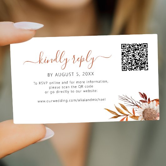 Carte D'accompagnement Rustic autumn fall boho wedding online rsvp