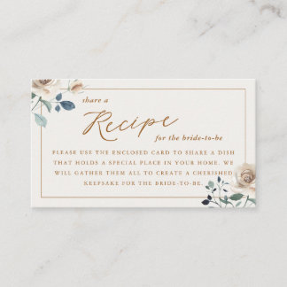 Carte D'accompagnement Rustic Autumn Floral Bridal Shower Recipe Request