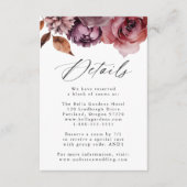 Carte D'accompagnement Rustic Autumn Marsala Floral Détails du Mariage (Devant)