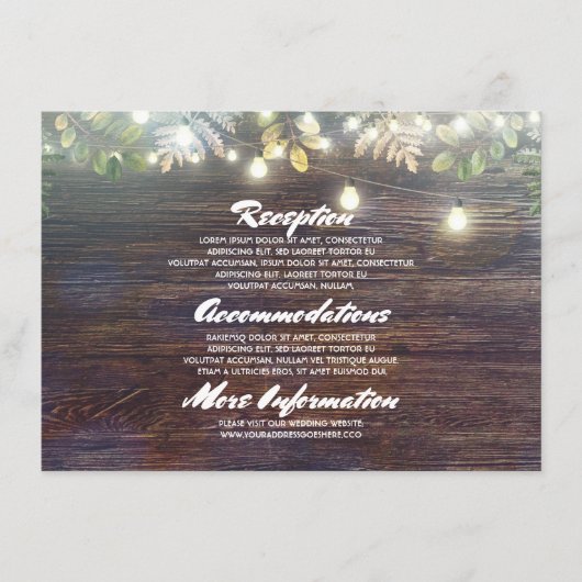 Carte D'accompagnement Rustic Barn Wood Détails du Mariage - Information (Devant)