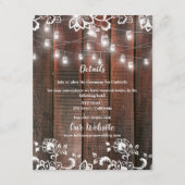 Carte D'accompagnement Rustic Barn Wood Lace String Lights Wedding Detail (Devant)