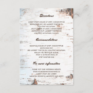 Carte D'accompagnement Rustic Birch Bark Détails du Mariage - Information