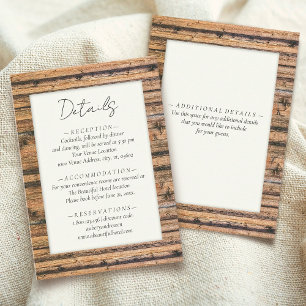 Carte D'accompagnement Rustic Black White Ivory Wood Frame Mariage Détail