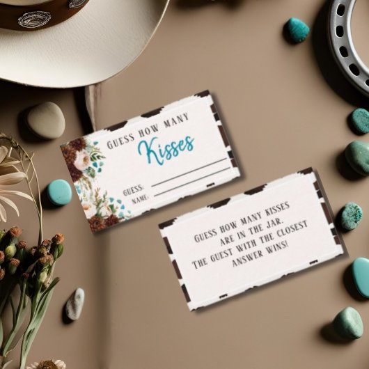 Carte D'accompagnement Rustic Bloom "Devinez combien de baisers" Jeu de m