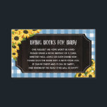 Carte D'accompagnement Rustic Blue En vichy & Sunflower Livres Pour Bébé<br><div class="desc">Livres rustiques pour carte d'enceinte pour bébé pour une douche bébé-q avec tournesol jaune,  imprimé grain de bois,  et un motif en vichy bleu.</div>