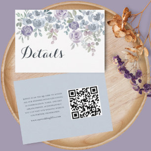 Carte D'accompagnement Rustic Blue Floral QR Code Détails du Mariage