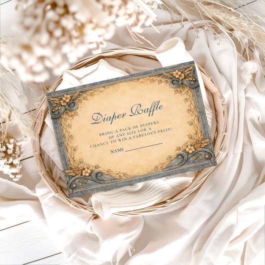 Carte D'accompagnement Rustic Blue Jeans Diapper Raffle