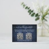 Carte D'accompagnement Rustic Blue Wood 2 QR Wedding RSVP Détails (Debout devant)
