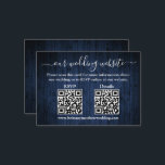 Carte D'accompagnement Rustic Blue Wood 2 QR Wedding RSVP Détails<br><div class="desc">Moderne minimaliste Simple Rustic Blue Wood Mariage Website Carte de boîtier avec votre QR Code. Ajoutez vos 2 QR - RSVP et Détails Mariage. Script De Calligraphie Élégant.</div>