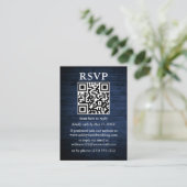 Carte D'accompagnement Rustic Blue Wood Photo QR Wedding RSVP (Debout devant)