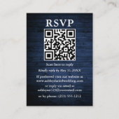 Carte D'accompagnement Rustic Blue Wood Photo QR Wedding RSVP (Devant)