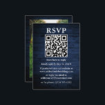 Carte D'accompagnement Rustic Blue Wood Photo QR Wedding RSVP<br><div class="desc">Carte RSVP de mariage en bois bleu rustique avec votre code QR. Photo De Retour.</div>