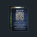 Carte D'accompagnement Rustic Blue Wood Photo QR Wedding RSVP<br><div class="desc">Carte RSVP de mariage en bois bleu rustique avec votre code QR. Photo De Retour.</div>