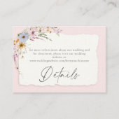 Carte D'accompagnement Rustic Blush Pink Romantic Wildflower Wedding (Devant)