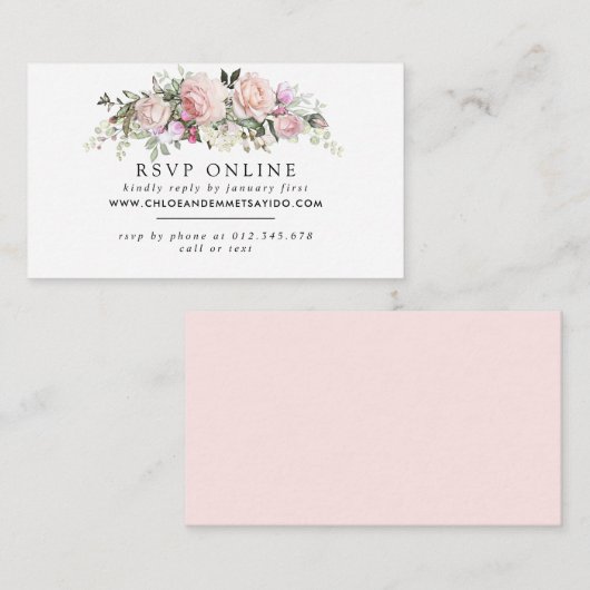 Carte D'accompagnement Rustic Blush rose Floral Site Mariage RSVP (Devant / Derrière)
