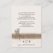 Carte D'accompagnement Rustic Boho Burlap Wood Fleur sauvage Détails Mari (Dos)