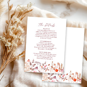Carte D'accompagnement Rustic Boho Chic Fall Fleur sauvage Détails du Mar